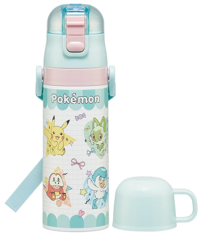 Skater Kids Water Bottle 2WAY 470ml Stainless Steel with Pokemon Design