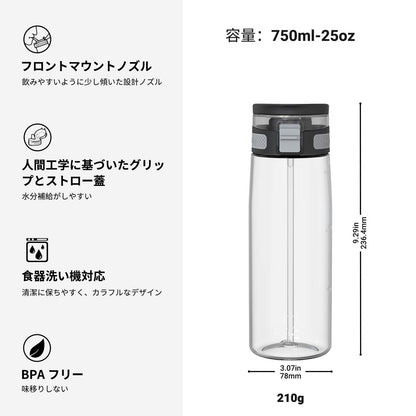 Super Sparrow Water Bottle 750ml BPA-Free with Straw
