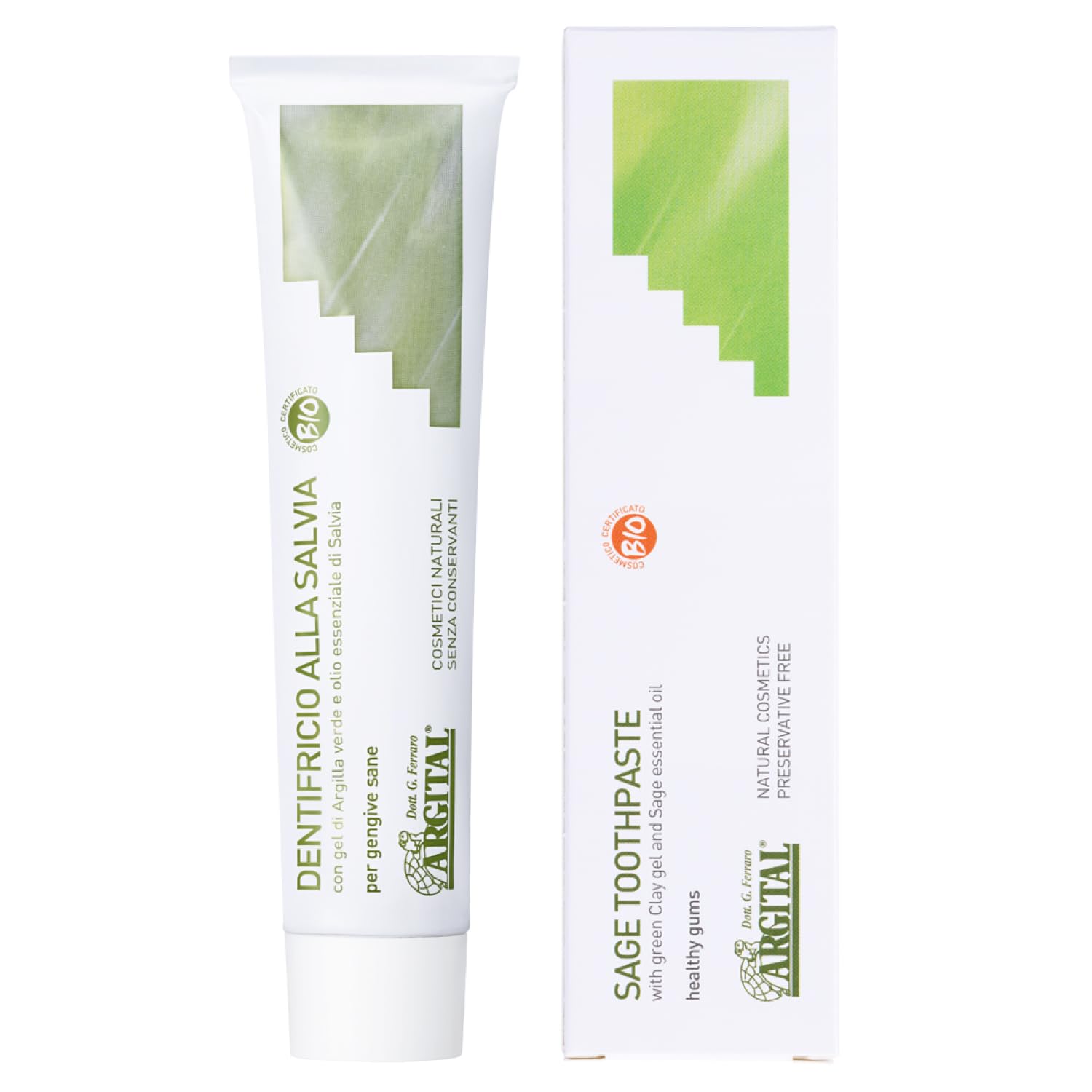 ARGITAL Green Clay Toothpaste with Sage 75ml for Natural Oral Care
