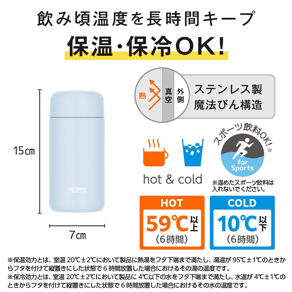 THERMOS Vacuum Insulated Travel Mug 350ml Soft Blue Easy Care