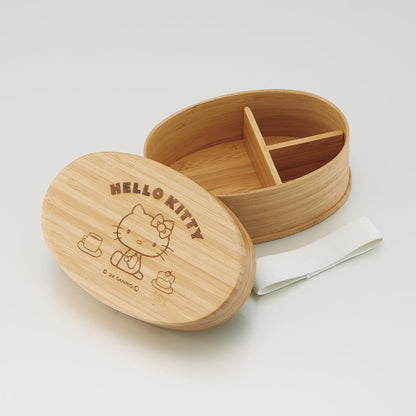 Skater Bamboo Lunch Box 600ml with Dividers and Belt for On-the-Go Meals