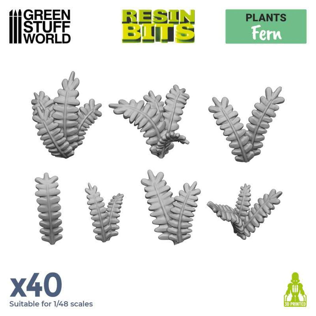 Green Stuff World 3D Printed Fern Leaves Diorama Accessories Set