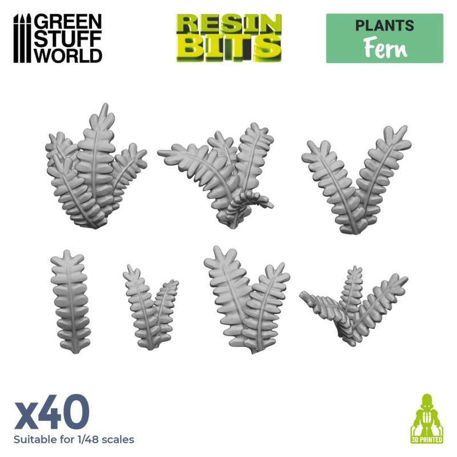 Green Stuff World 3D Printed Fern Leaves Diorama Accessories Set