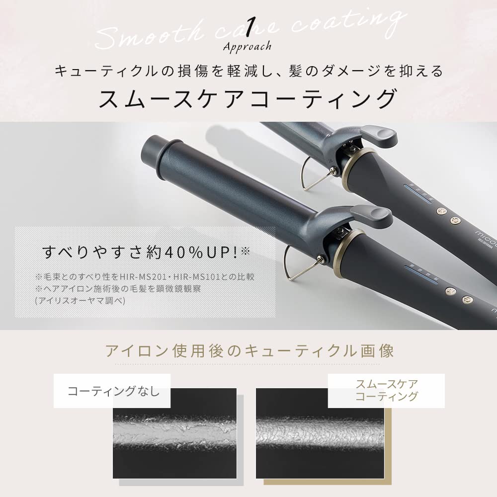 IRIS OHYAMA MiCOLA Curling Iron 32mm Adjustable Temperature Dark Gray