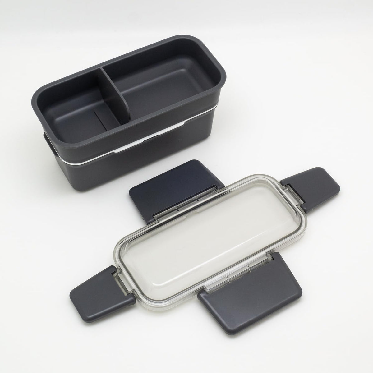 OSK Two-Tier Lunch Box with Divider Calm Color Charcoal 700ml
