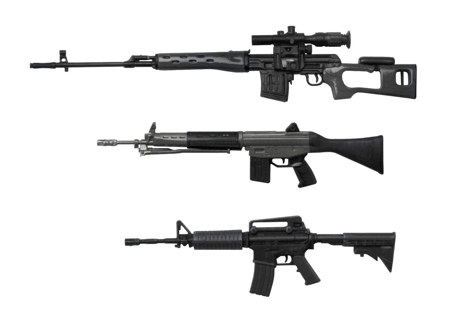 PLATZ Realistic Weapon Series Gunmetal Coated Rifles 1/12 Scale Model