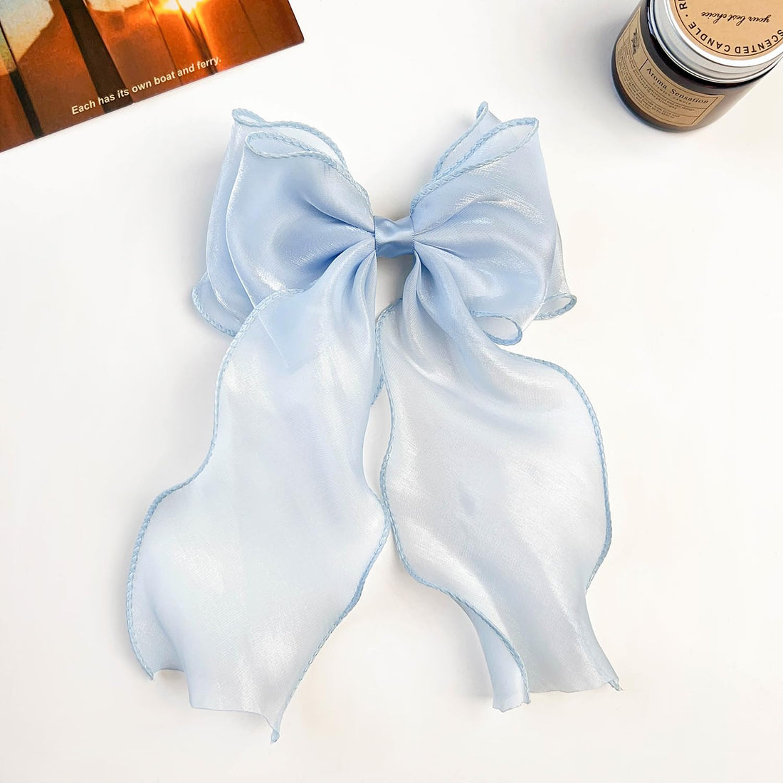 G Triger Sheer Ribbon Hair Clip Blue Unique Gothic Lolita Accessory