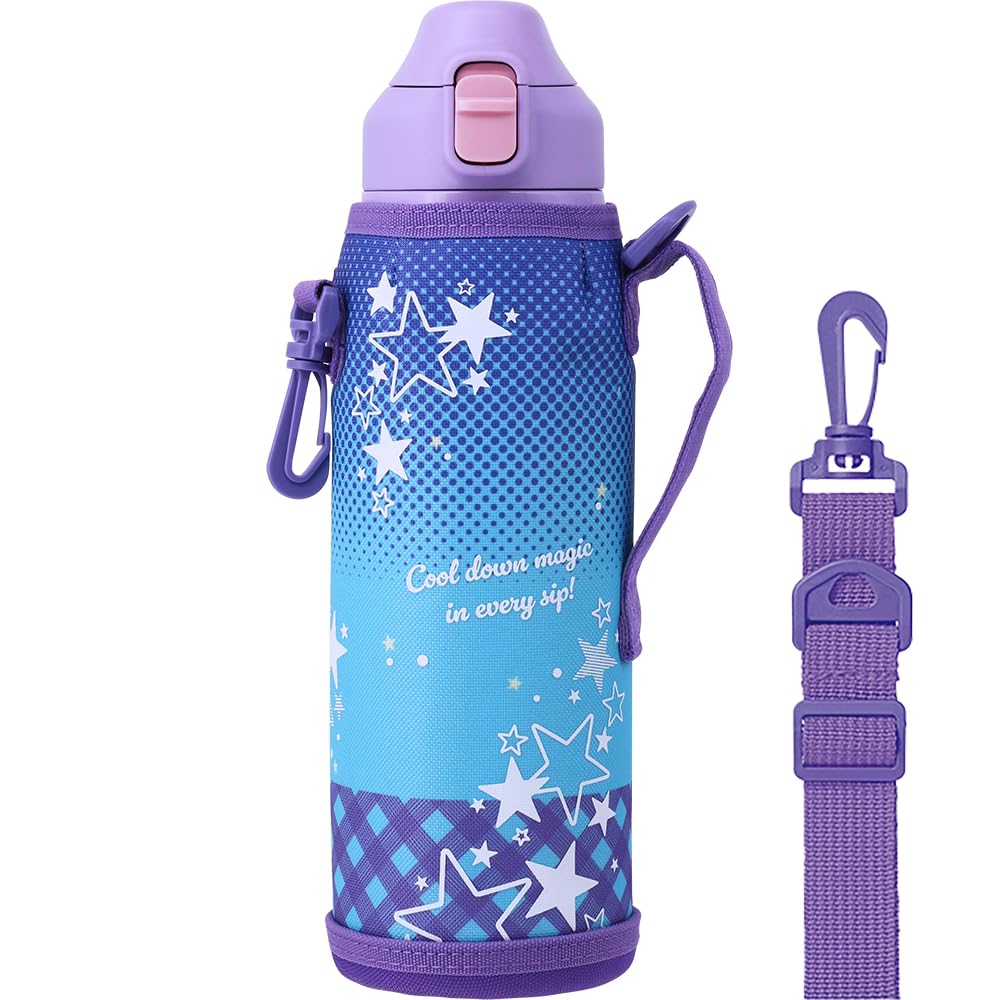 Wahei Freiz Kids Water Bottle with One-Touch Lid 1L Purple