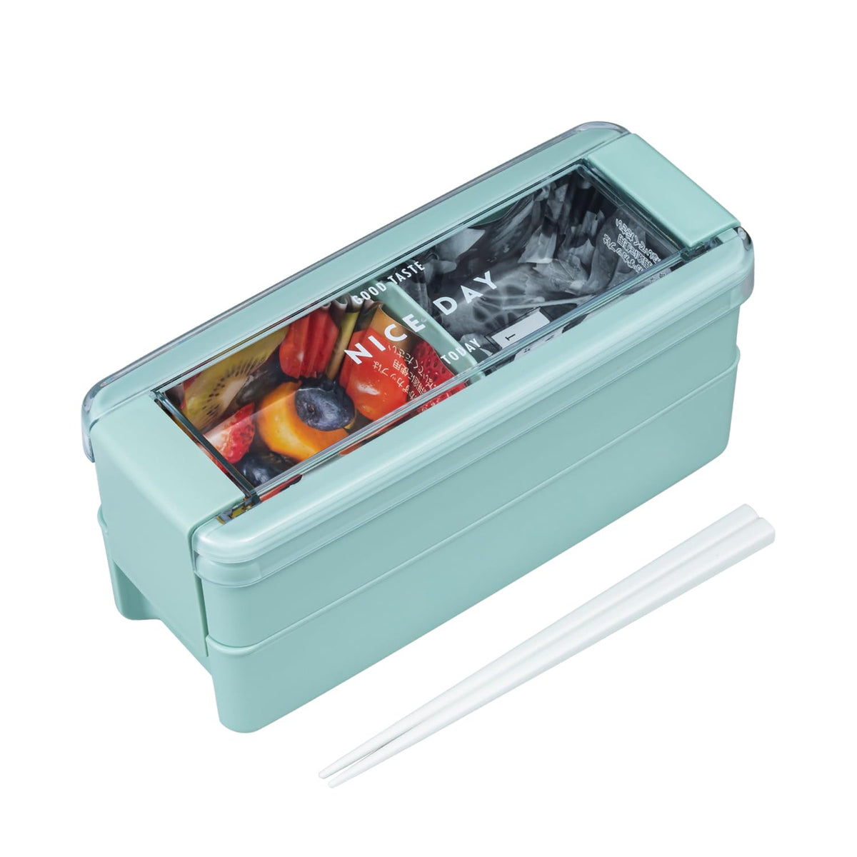 Lustroware Lunch Box 680ml Two-Tier Easy Care Mint Color