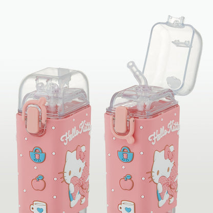 Skater Square Straw Bottle 260ml with One-Push Cover for Kids