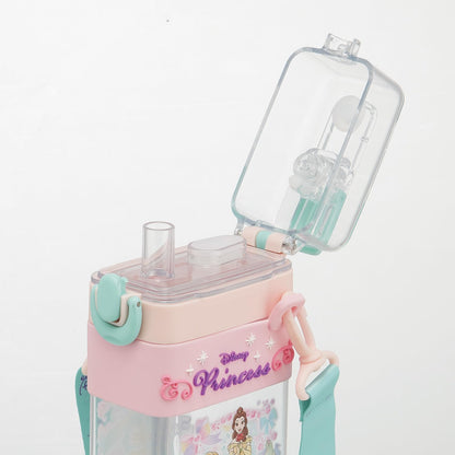 Skater 600ml 2WAY Square Bottle with Straw and Cover