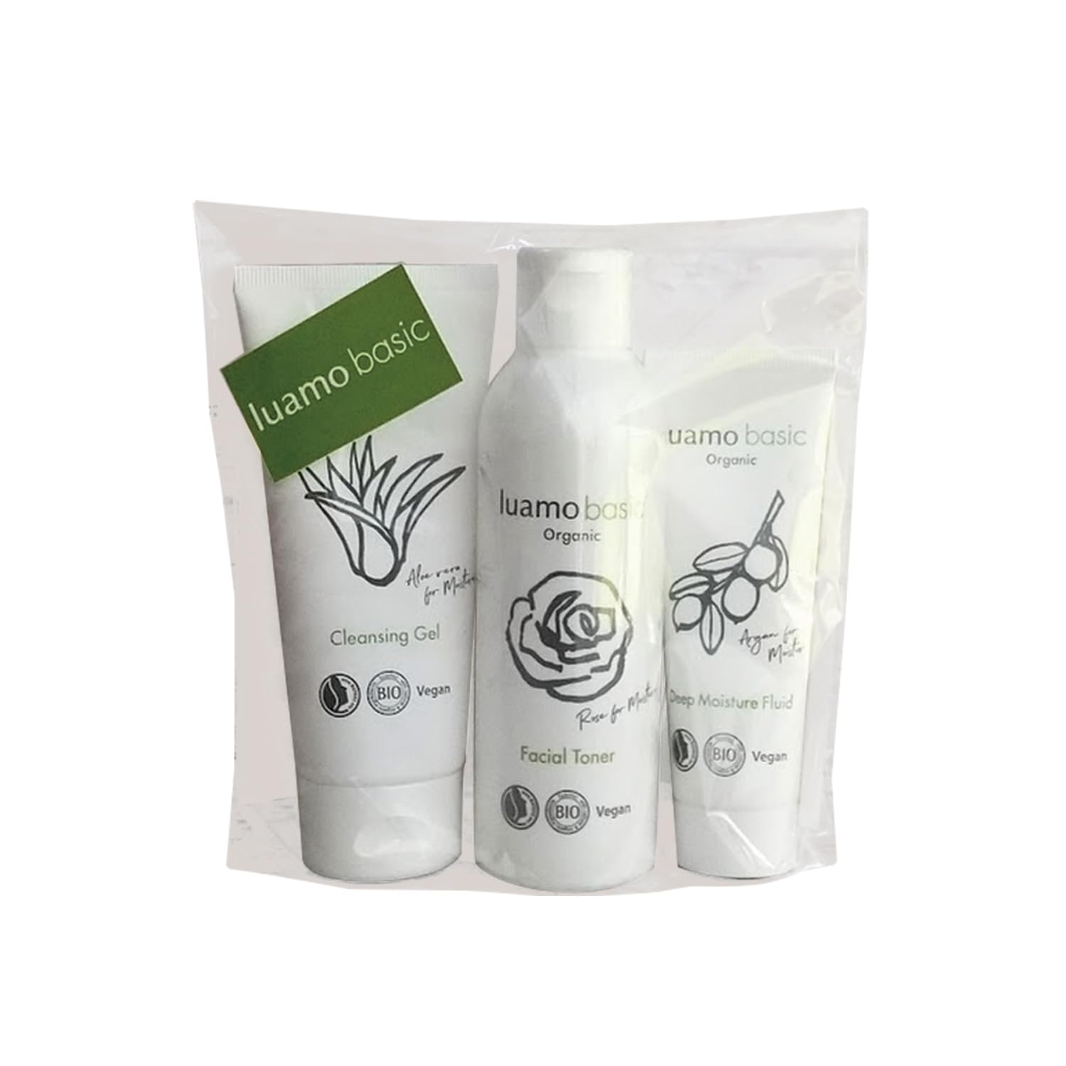 Luamo Basic Skincare Set Cleansing Gel Toner Moisturizer 100ml 150ml 50ml