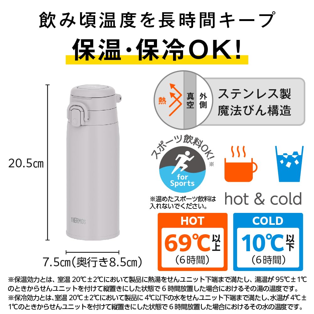 THERMOS Insulated Travel Mug with Carry Loop 550ml Light Gray