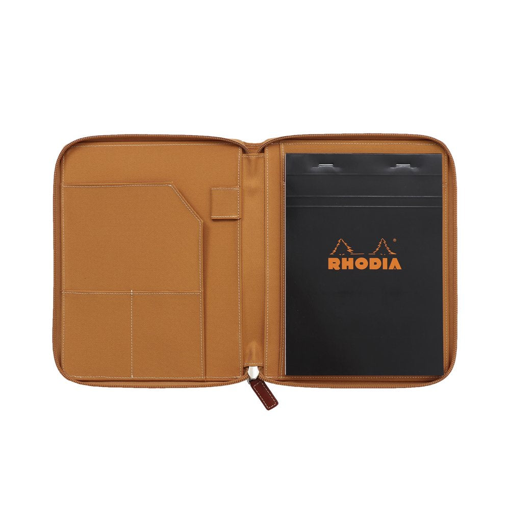 RHODIA Round Zip Case Notebook No.16 A5 Camel with Black Graph Paper