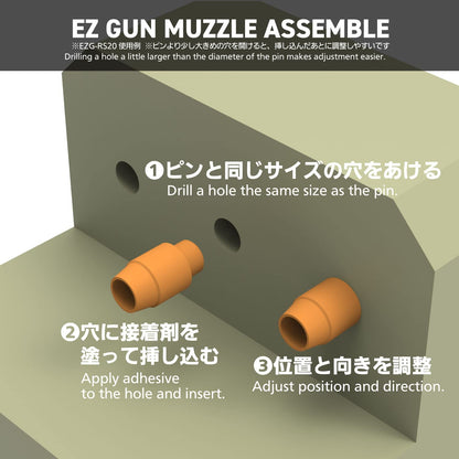 HiQparts EZ Gamma Muzzle Short S2.5mm 10-Piece Set for Model Kits