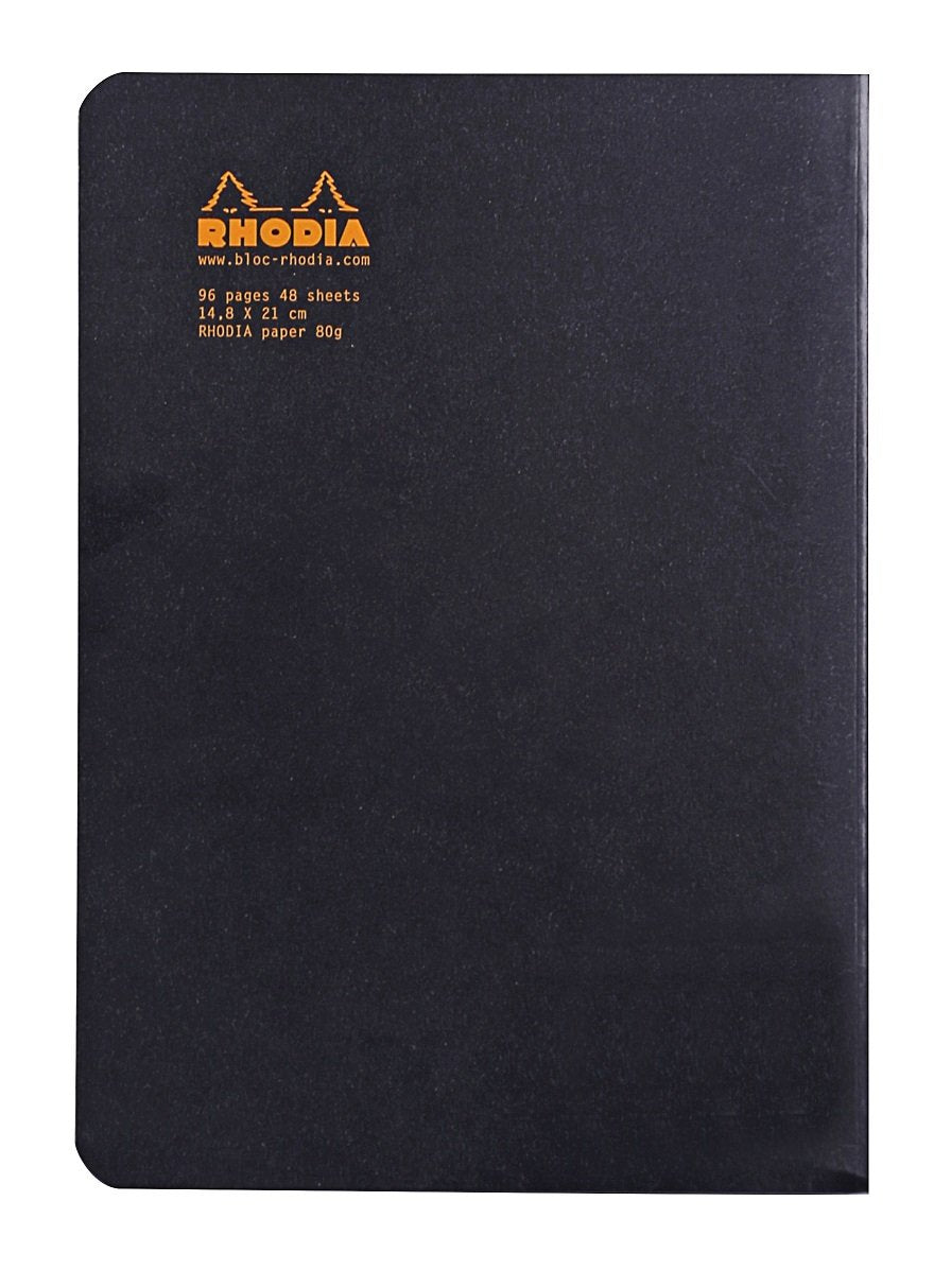 RHODIA Classic A5 Stapled Notebook with Lined Pages in Black
