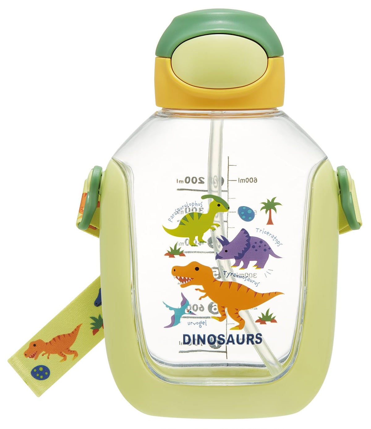 Skater One-Push Straw Bottle with Shoulder Belt 780ml Dinosaur