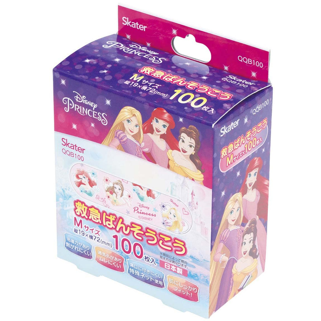 Skater Band-Aids Disney Princess M Size 100 Count