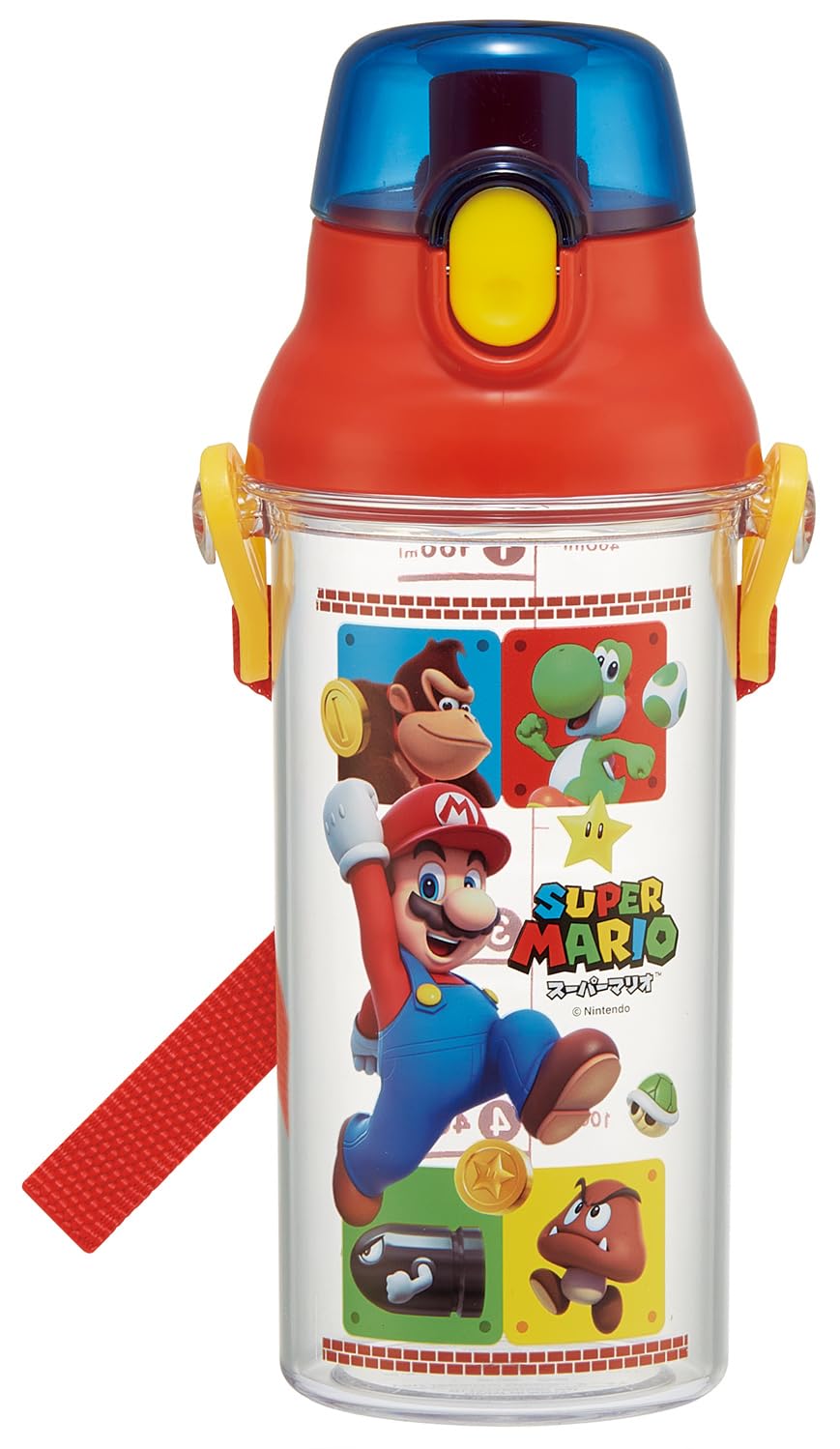 Skater Kids Clear Plastic Water Bottle 480ml with Measurement Markings
