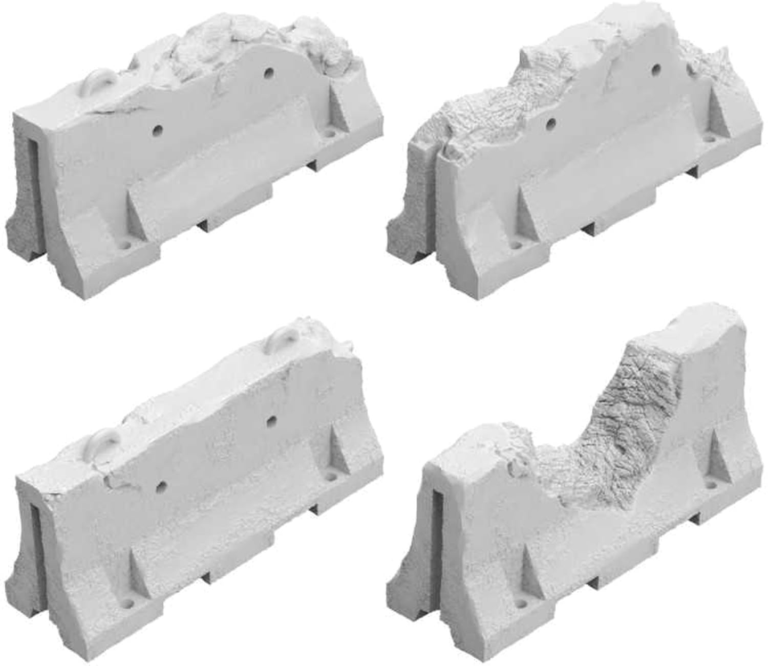 Green Stuff World 1/48 Scale 3D Printed Broken Concrete Barrier Kit