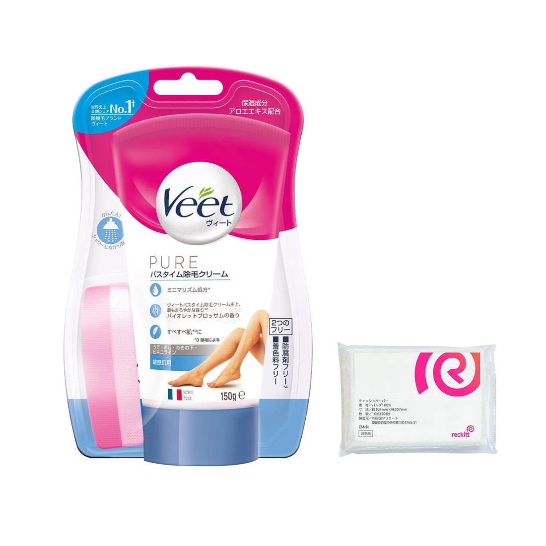 Veet Pure Bath Time Hair Removal Cream for Sensitive Skin 150g with Sponge