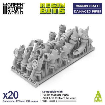 Green Stuff World 3D Printed Damaged Pipe Kit for Model Building