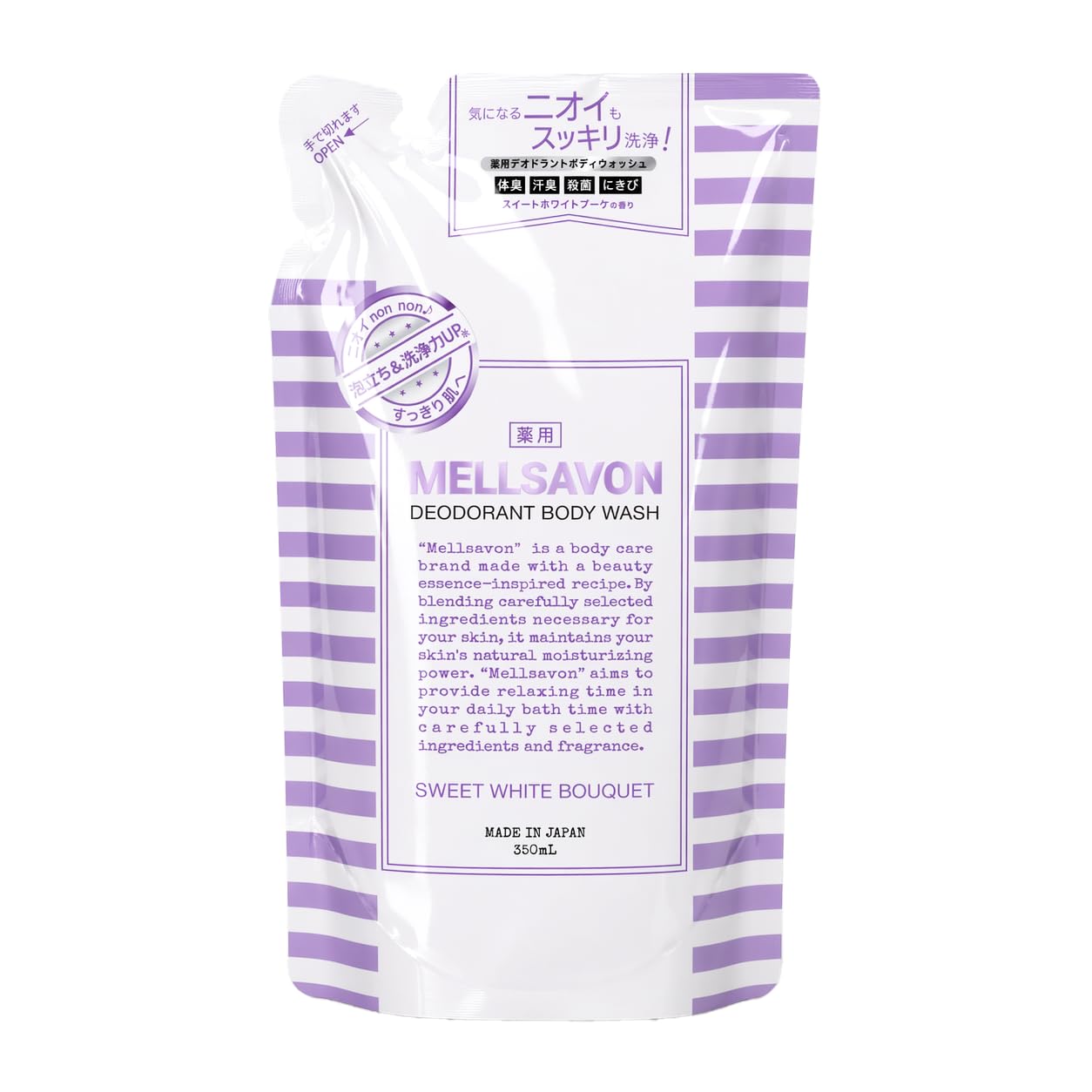 Mellsavon Deodorant Body Wash Sweet White Bouquet 350mL