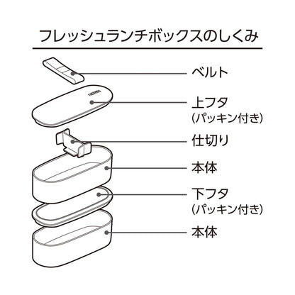 サーモス 弁当箱 2段 フレッシュランチボックス 600ml モカ スリムサイズ 食洗機対応 電子レンジ対応 DJT-601W MC