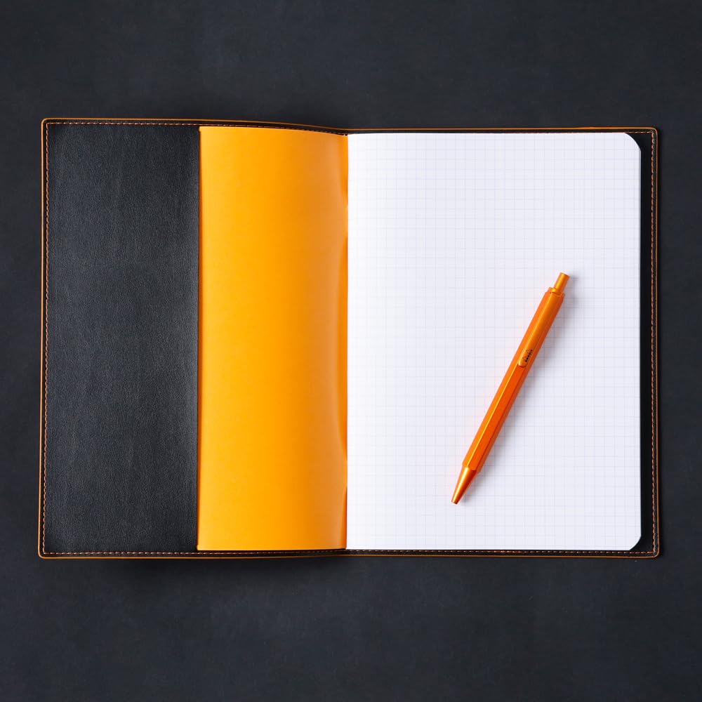 RHODIA Metallic PU Leather Cover A5 Notebook with Orange Accent