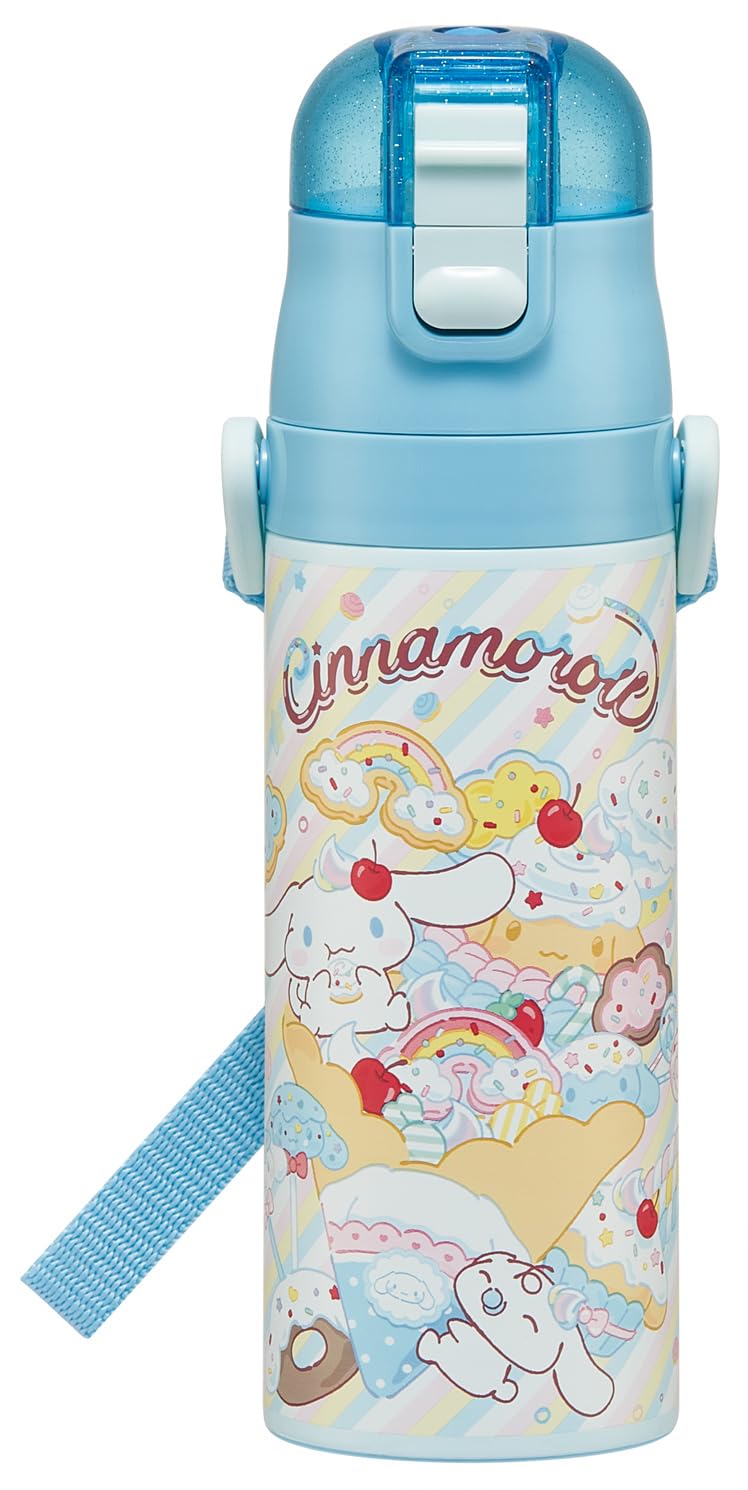 Skater Sanrio Cinnamoroll Fancy Snacks Weets Kids Water Bottle, 470ml, Direct Drink, Stainless Steel, Cold Insulation