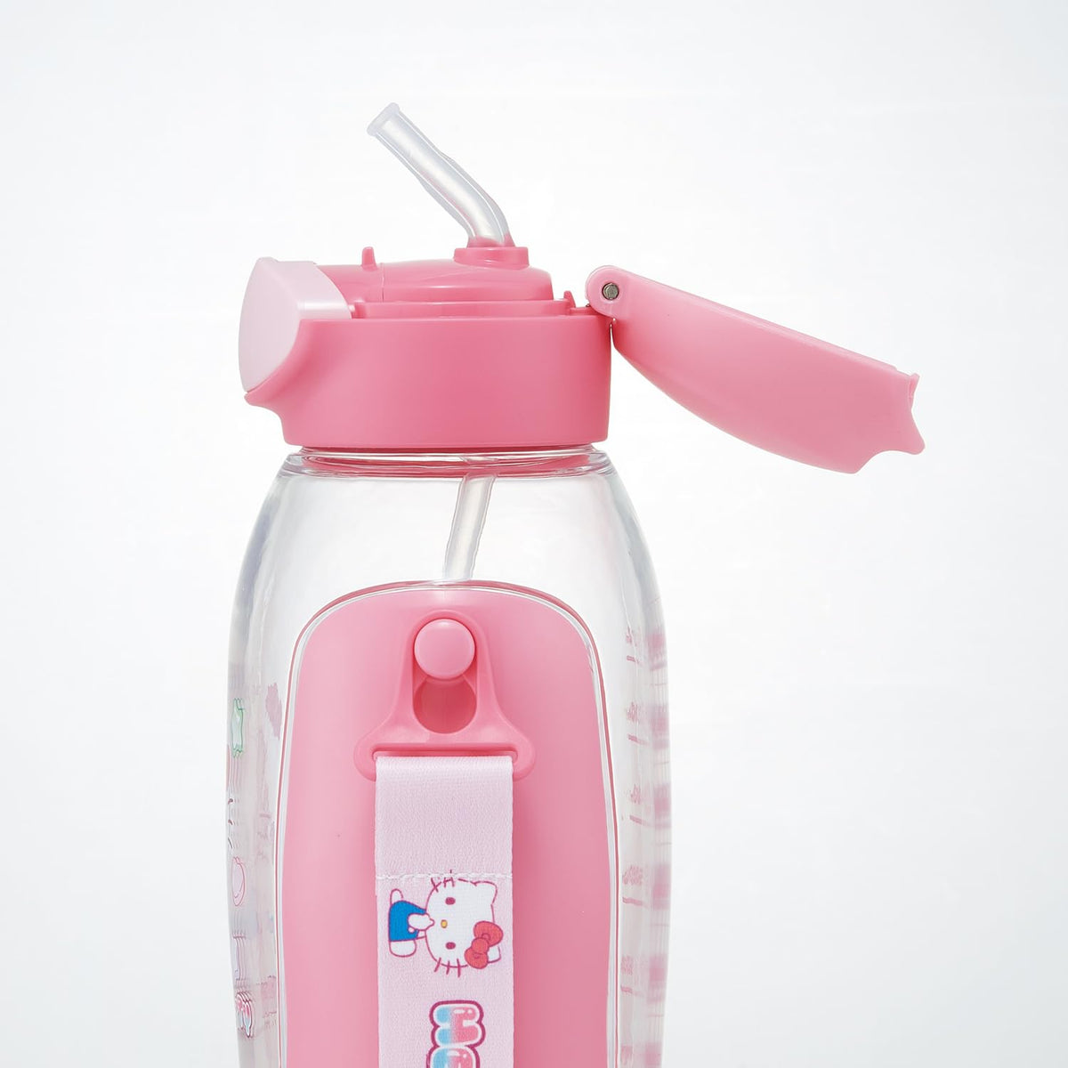 Skater One Push Straw Bottle with Shoulder Belt 780ml Hello Kitty