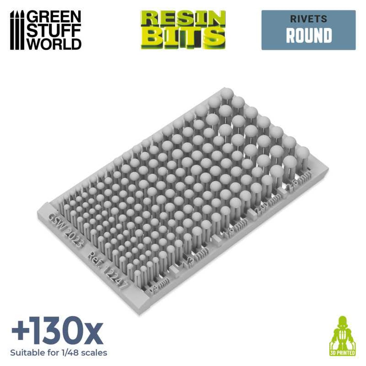 Green Stuff World 3D Printed Micro Rivets Set with 130 Pieces for Models
