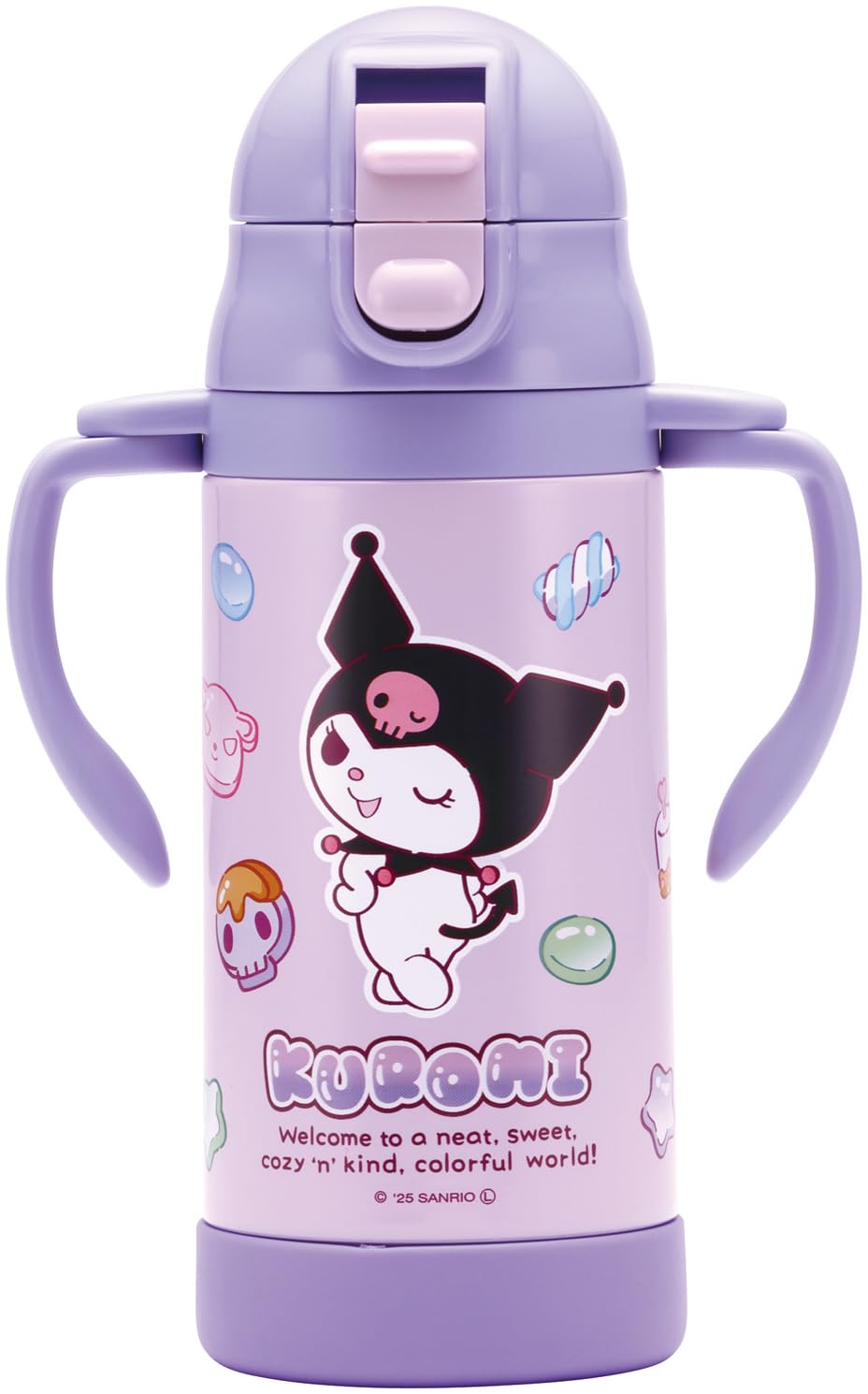 Skater 350ml Stainless Steel Straw Mug with Foldable Handle for Kids