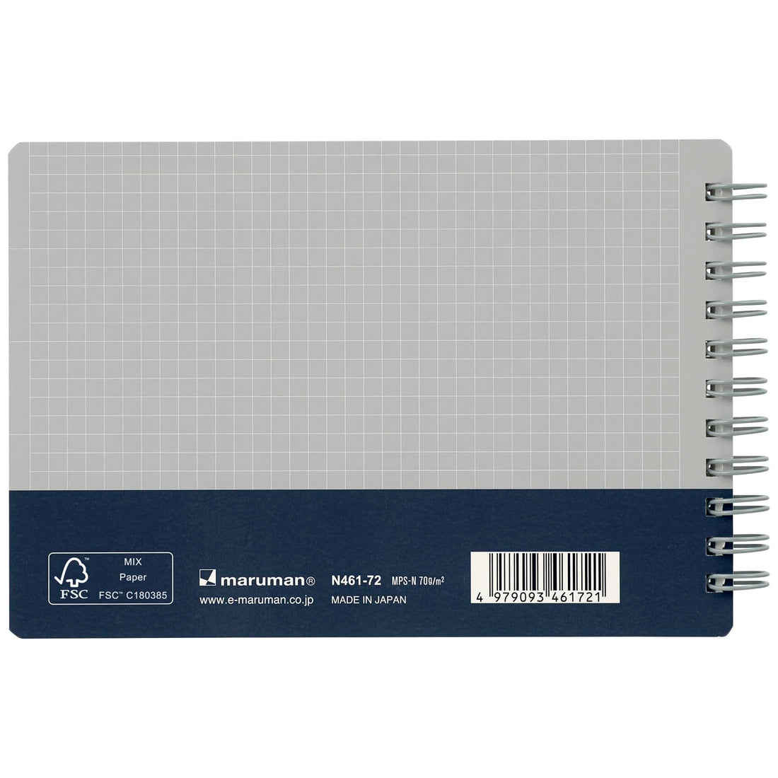 Maruman Utoka Pocket-Size Ring Notebook, 4mm Grid, Navy, 90 Sheets