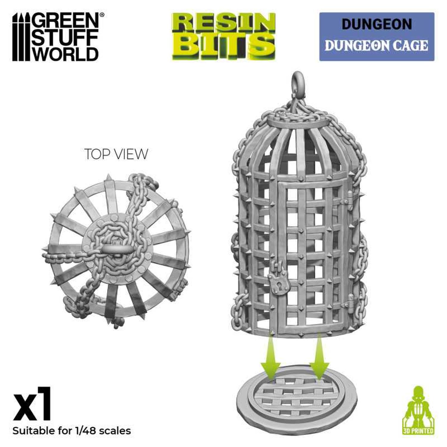 Green Stuff World 1/48 Dungeon Cage 3D Printed Model Kit