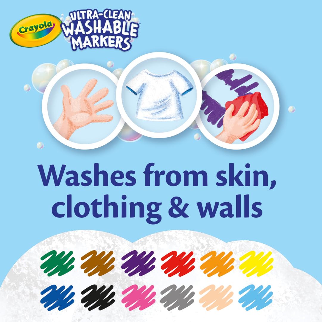 Crayola Washable Markers 12 Count Bold Tip for Creative Fun