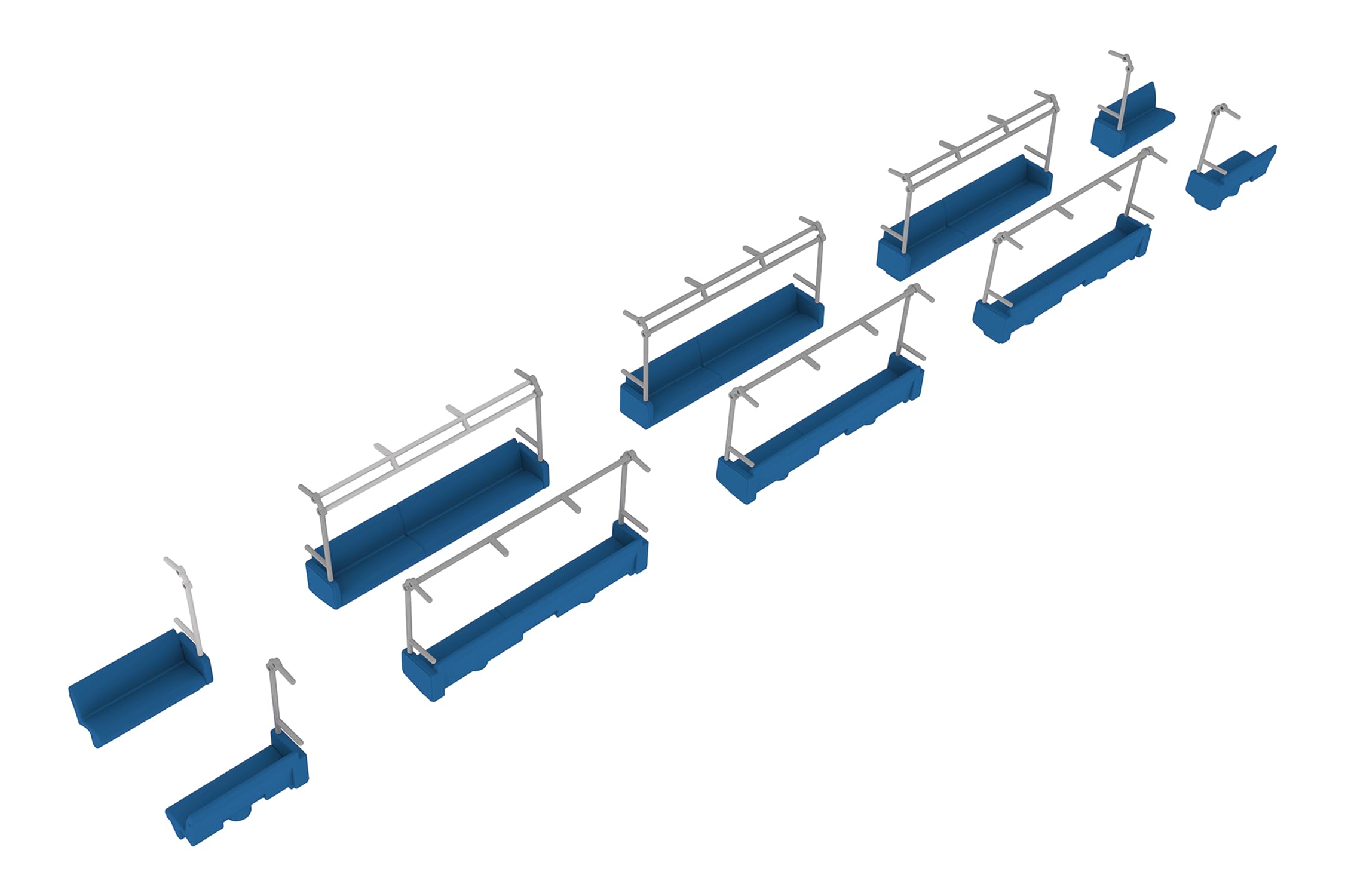 Plum 1/80 Scale Model Interior Set A Blue for 4-Door Cars