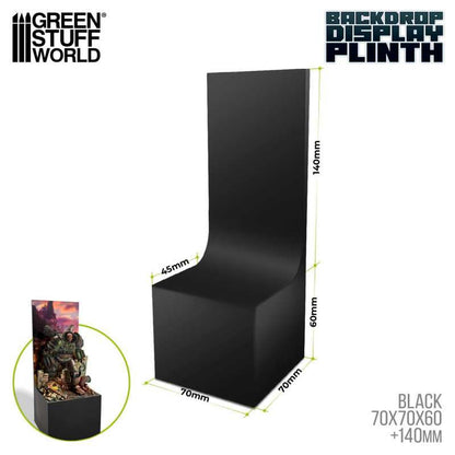 Green Staff World Square Display Stand with Back 70mm x 70mm Black Color