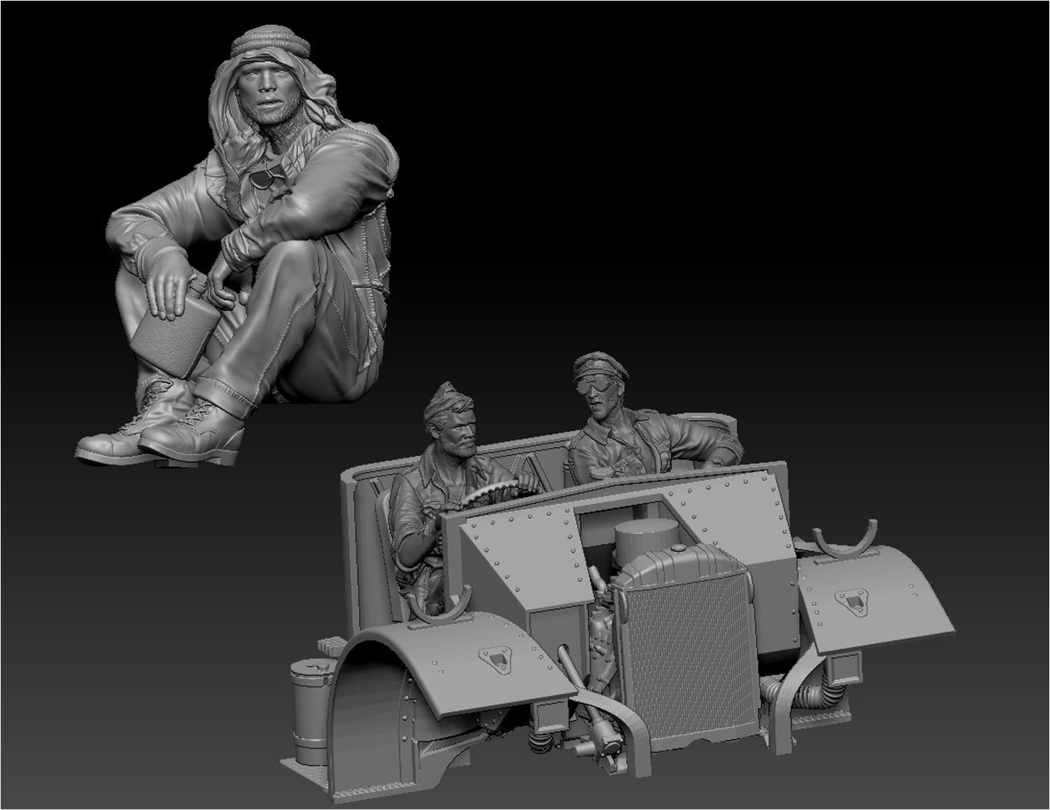 Thunder Model 1/35 British Long Range Desert Group Figure Set of 3