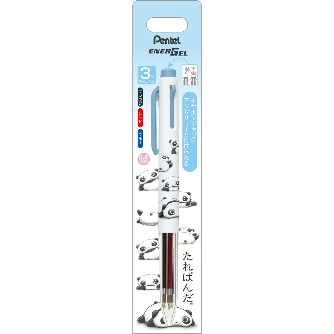 San-X Characters EnerGel 3-Color Ballpoint Pen, Tarepanda, H149 × W16 × D15mm