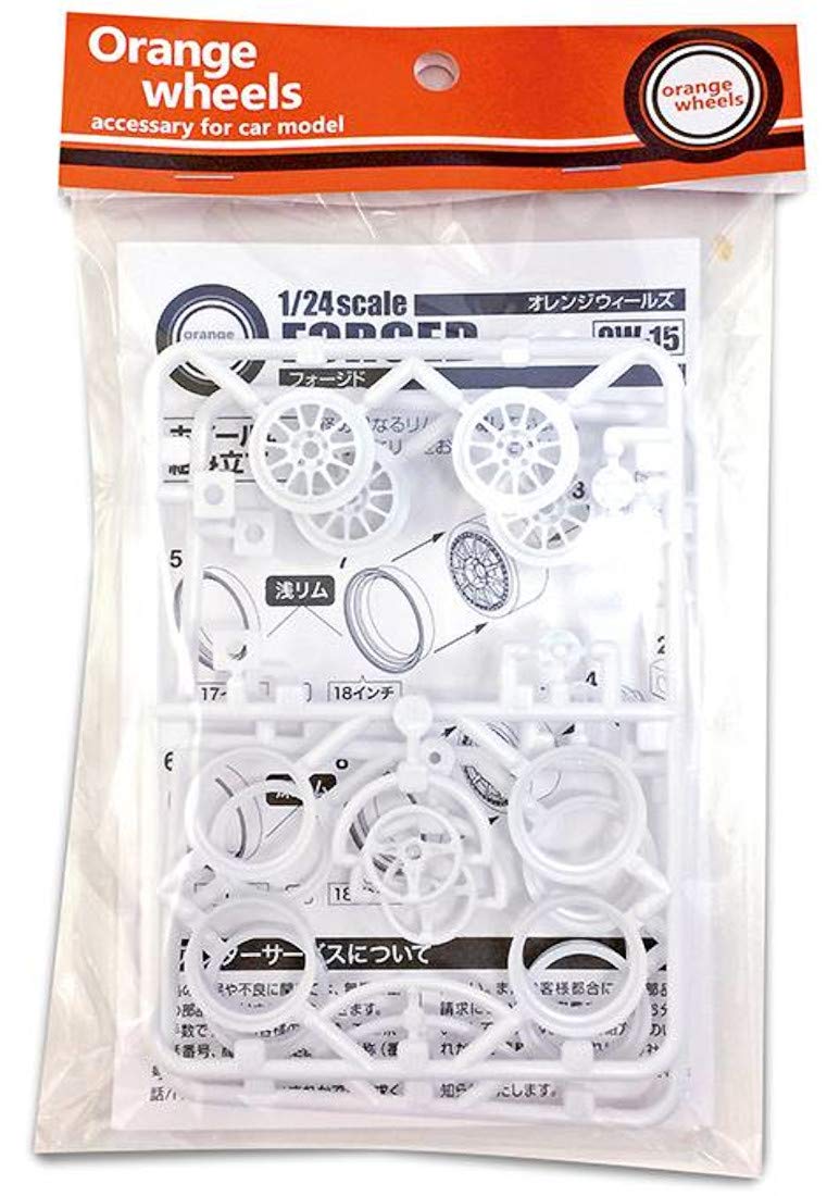 Asuka Model 1/24 Orange Wheels Forged White Plastic Model Parts