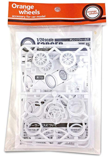 Asuka Model 1/24 Orange Wheels Forged White Plastic Model Parts
