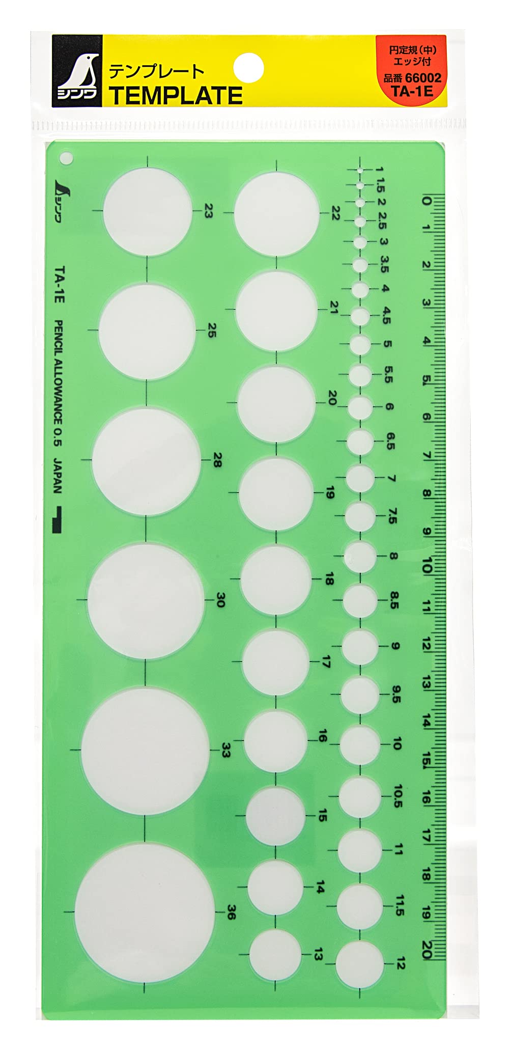 Shinwa Sokutei Template Circle Ruler Medium 66002