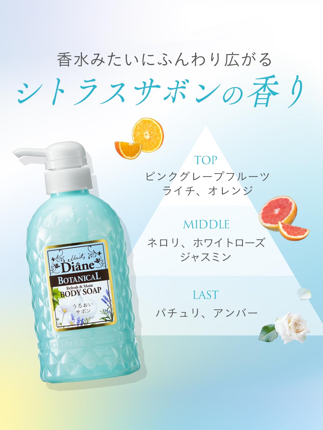 Diane BOTANICAL Body Wash Citrus Scent 500ml for Gentle Cleansing