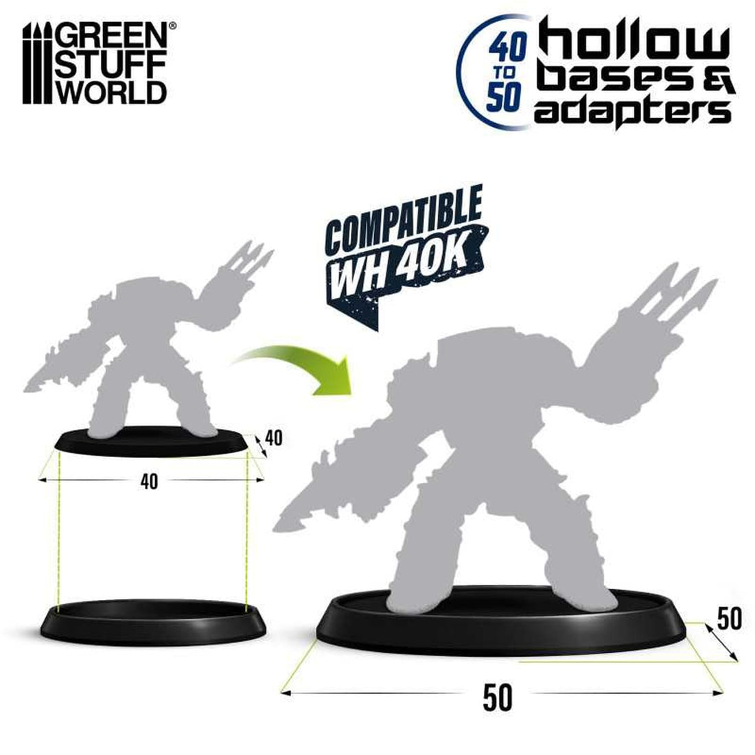 Green Stuff World Round Plastic Display Base Set of 5 Black 50mm