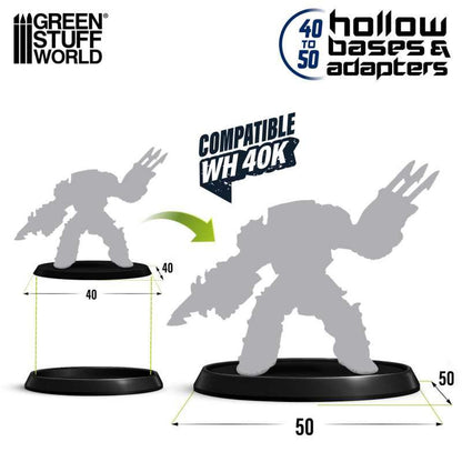 Green Stuff World Round Plastic Display Base Set of 5 Black 50mm