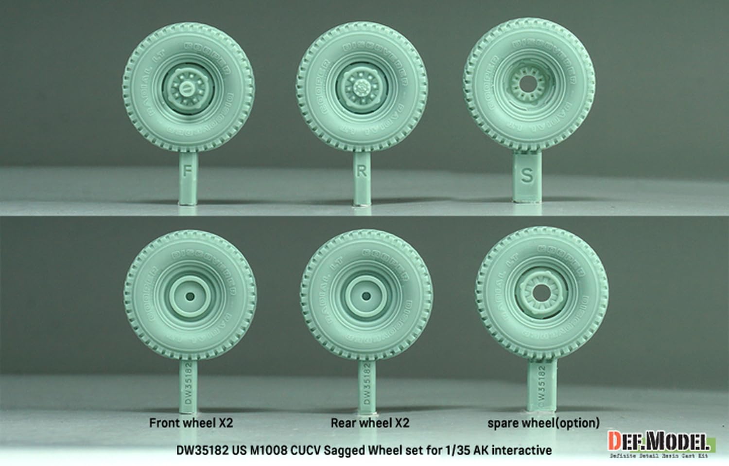 DEF.MODEL 1/35 Scale Model Tire Set for M1008 CUCV Vehicles