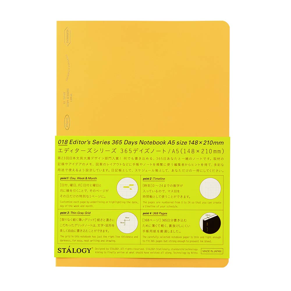 Nitoms STALOGY A5 Grid Notebook 365 Days Yellow