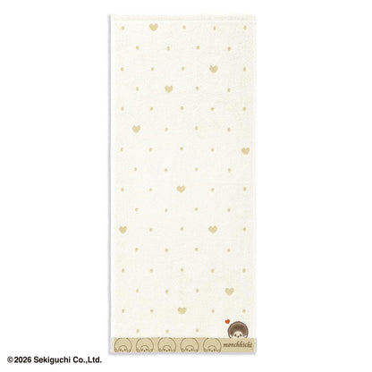 Monchhichi Dot Heart Face Towel Ivory 34x80cm Cute Design