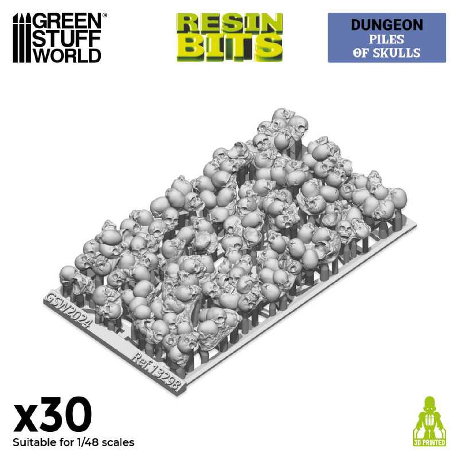 Green Stuff World 3D Printed Skull Mountain Set for Model Building